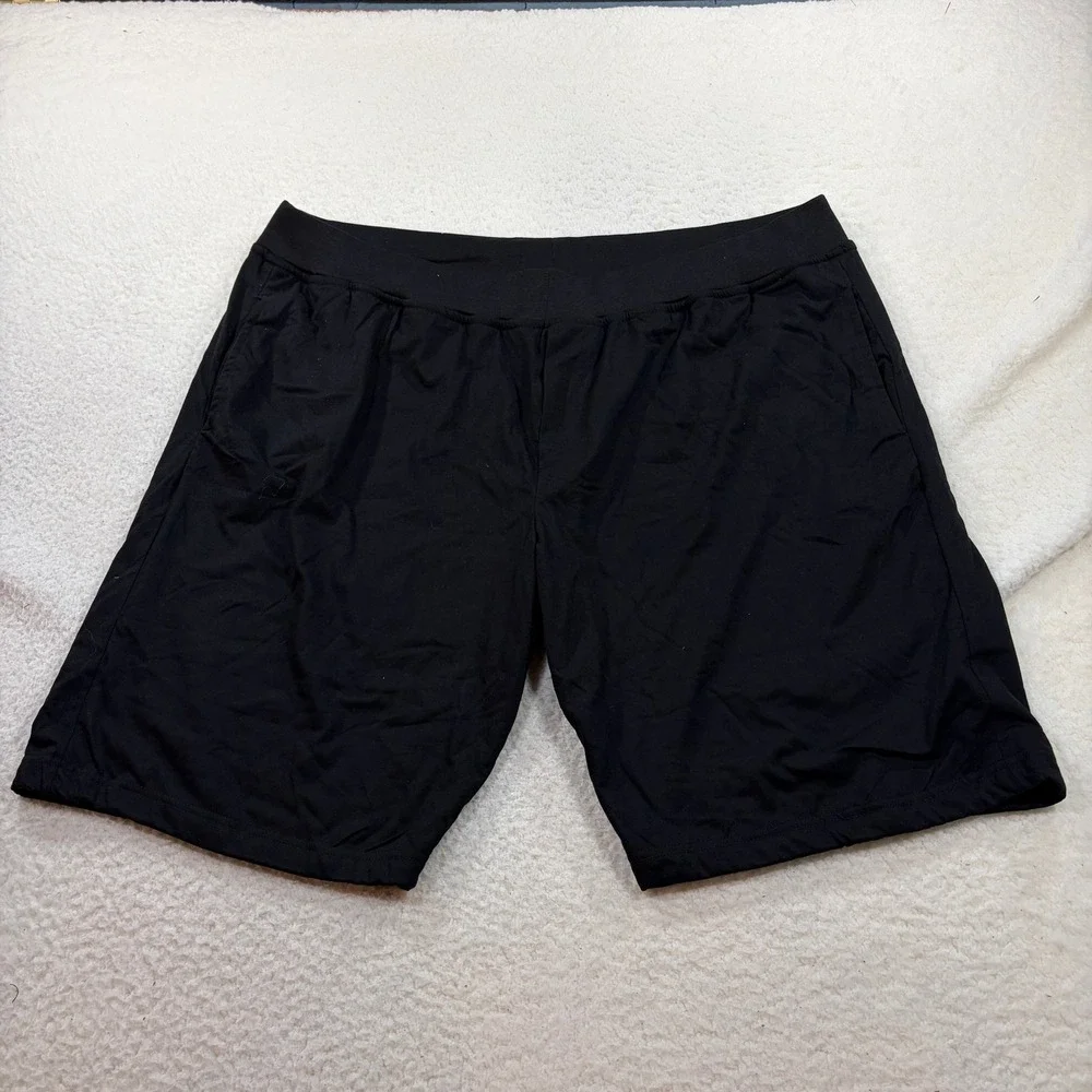 DudeRobe Shorts Mens 2X/3X Black Lounge Shorts Loop Terry Jersey Hybrid 7840